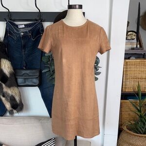 Aqua Tan Mini Dress faux suede